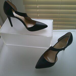 Jessica Simpson Black Textured D’Orsay Pumps Heels Size 7 Pointed Toe Stiletto